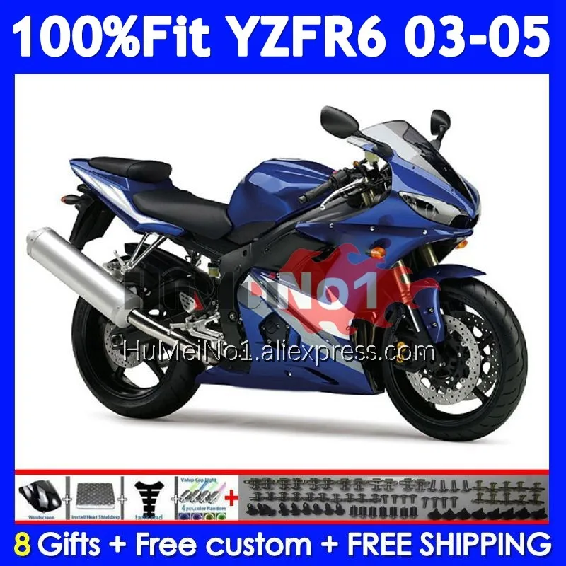 Factory Blue OEM Body For For YAMAHA YZF-R6 YZF R6 R 6 YZF 600 CC 356No.0 YZF600 YZFR6 03 04 05 YZF-600 2003 2004 2005 Fairing