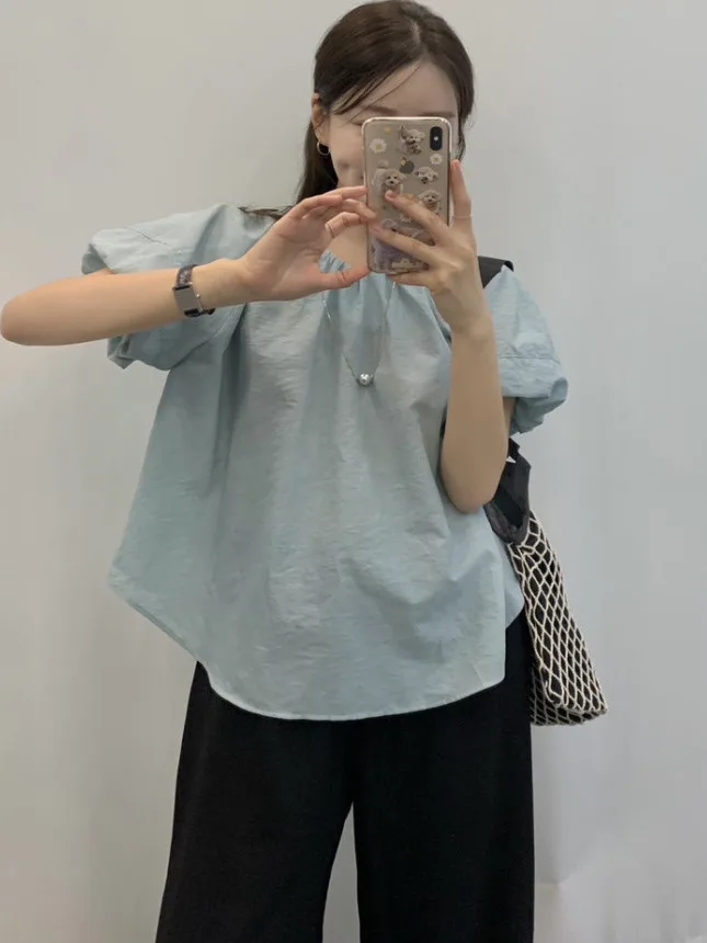 

Шикарный женский пузырьковый све irt, повседневный круглый плиссированный свободный хлопковый топ, милая подходящая кукла irt, летняя мода