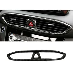 1pc ABS Car Front Center Air Outlet Vent Trim for Hyundai Santa Fe 2019-2022 Carbon Fiber Black
