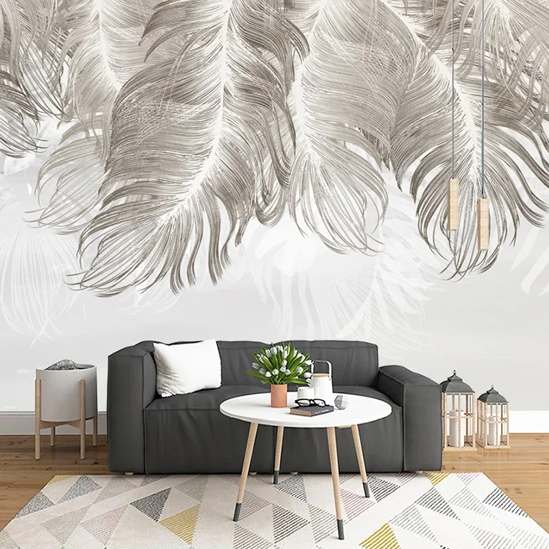 Custom Photo Mural 3D Creative Feather Bedroom Dining Living Room Sofa TV Backdrop Wall Painting Wallpaper Papel De Parede Tapet