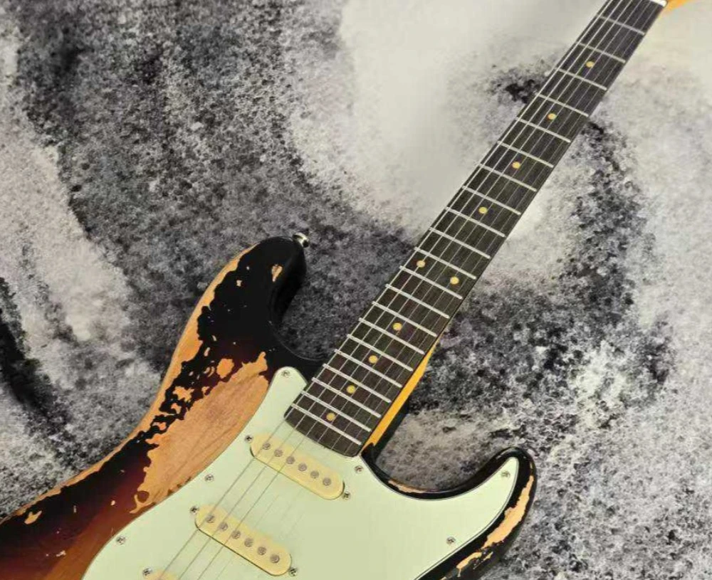 

Disstressed Vintage Sunburst Electic Guitar Rosewood Fingerboard Dot Inlay Cream Pickups & Knobs