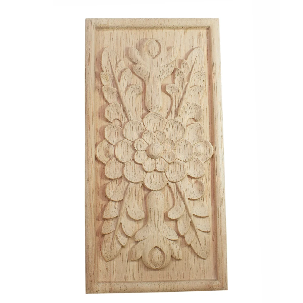 

12/16/20cm Wood Carved Decal Corner Appliques Frame Doors Furniture Woodcarving Wooden Figurines Craft Wood Carved Long Applique