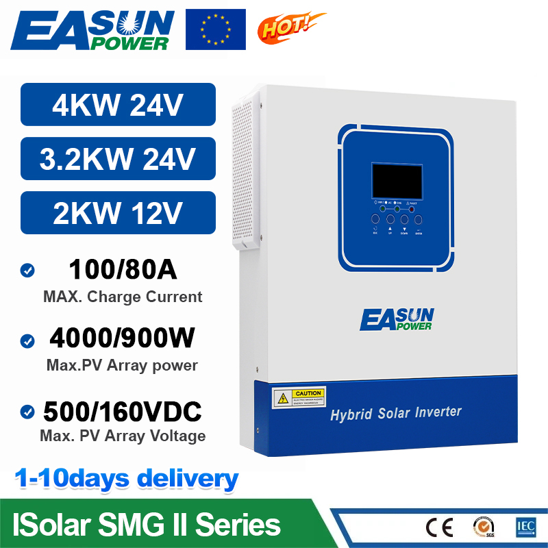  EASUN POWER Hybrid Solar Inverter 4KW 2KW Pure Sine Inverter 24V 12V Dropshipping Solar Inverter Charger power bank Inversor 
