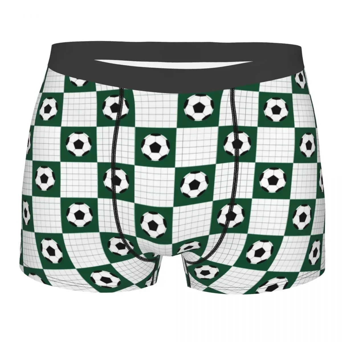 사용자 정의 축구 공 녹색 흰색 체스 보드 복서 반바지 남자 스포츠 애호가 축구 공 팬티 속옷 멋진 속옷