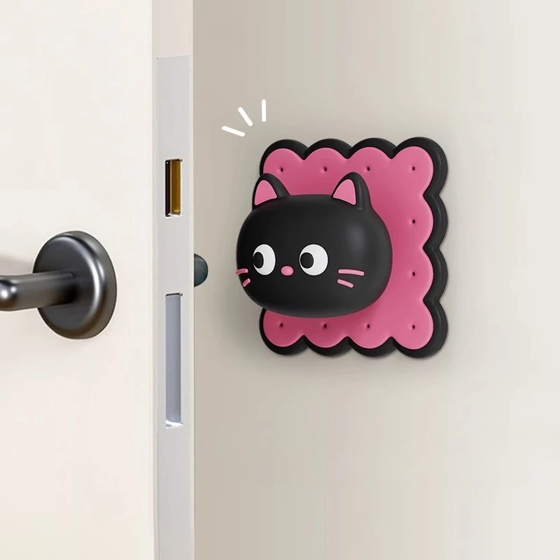 Cute Cat Silicone Door Stopper Door Handle Anti-collision Block Wall Decorative Doll Silent Pad Reusable Door Shock Absorber​