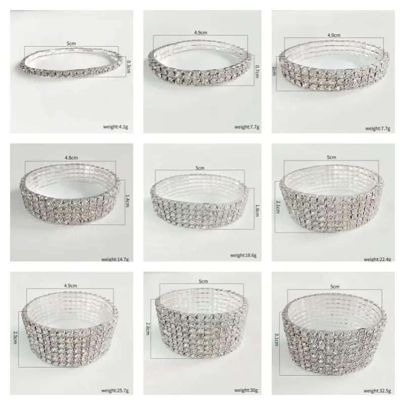 Europe and The United States Jewelry Bracelet, Simple INS Style Girl Row Bracelet Female 8 row Diamond Shiny Combination Jewelry