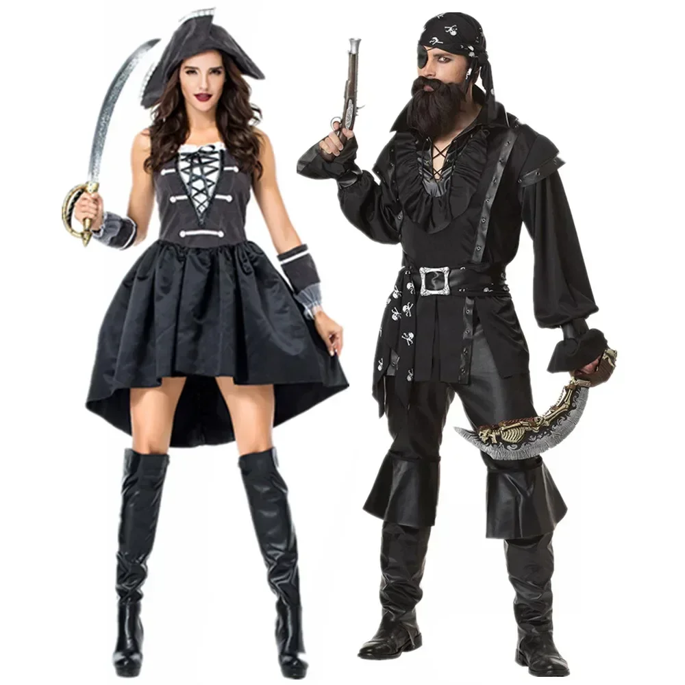 Disfraz de pirata para mujer, pareja caribeña, Cosplay para hombres y mujeres, Purim, Pascua, Halloween, carnaval, fiesta, fantasía