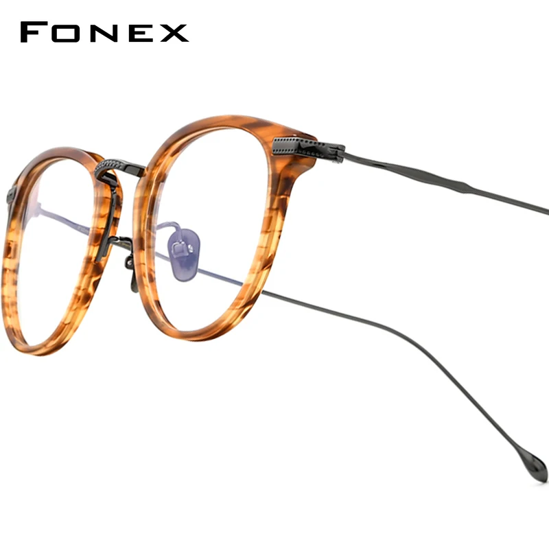 FONEX Occhiali da vista in acetato di titanio Montatura da uomo Design di marca Occhiali da vista quadrati retrò Occhiali da donna Occhiali vintage giapponesi 85648