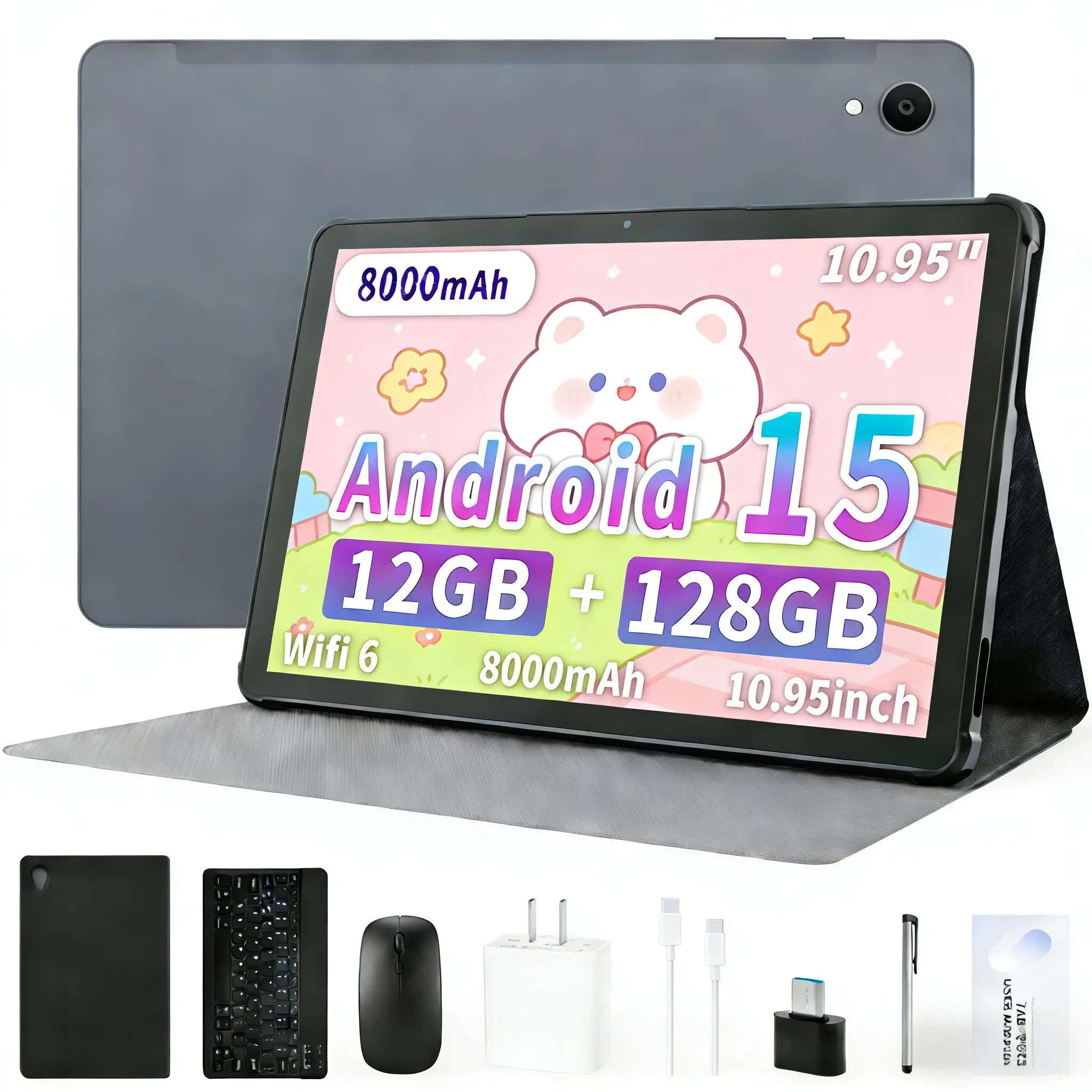 Paitanry Android 15 Tablet 11 Inch HD IPS Touch Screen Octa Core 12GB RAM 128GB ROM 8000mAh Fast Charging Student Gaming Tablet