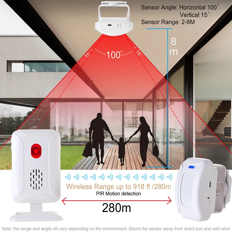 

Wireless Alarm Doorbell Long Distance Infrared Induction Split Greeter Welcome to the Door Bell in the Factory Home Supermarket