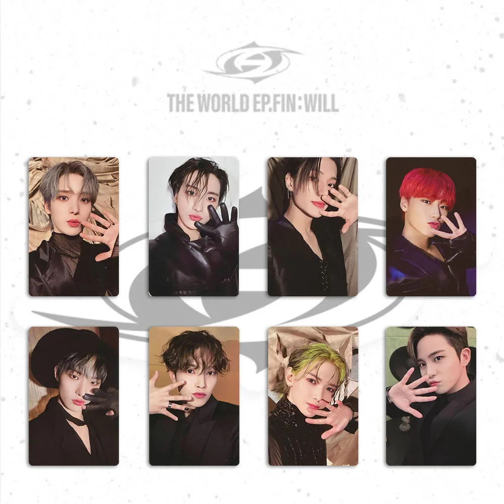 8Pcs/Set KPOP ATEEZ THE WORLD EP FIN WILL Album Photo Card Jongho Seonghwa Mingi Ver Selfie Lomo Cards Fans Gifts