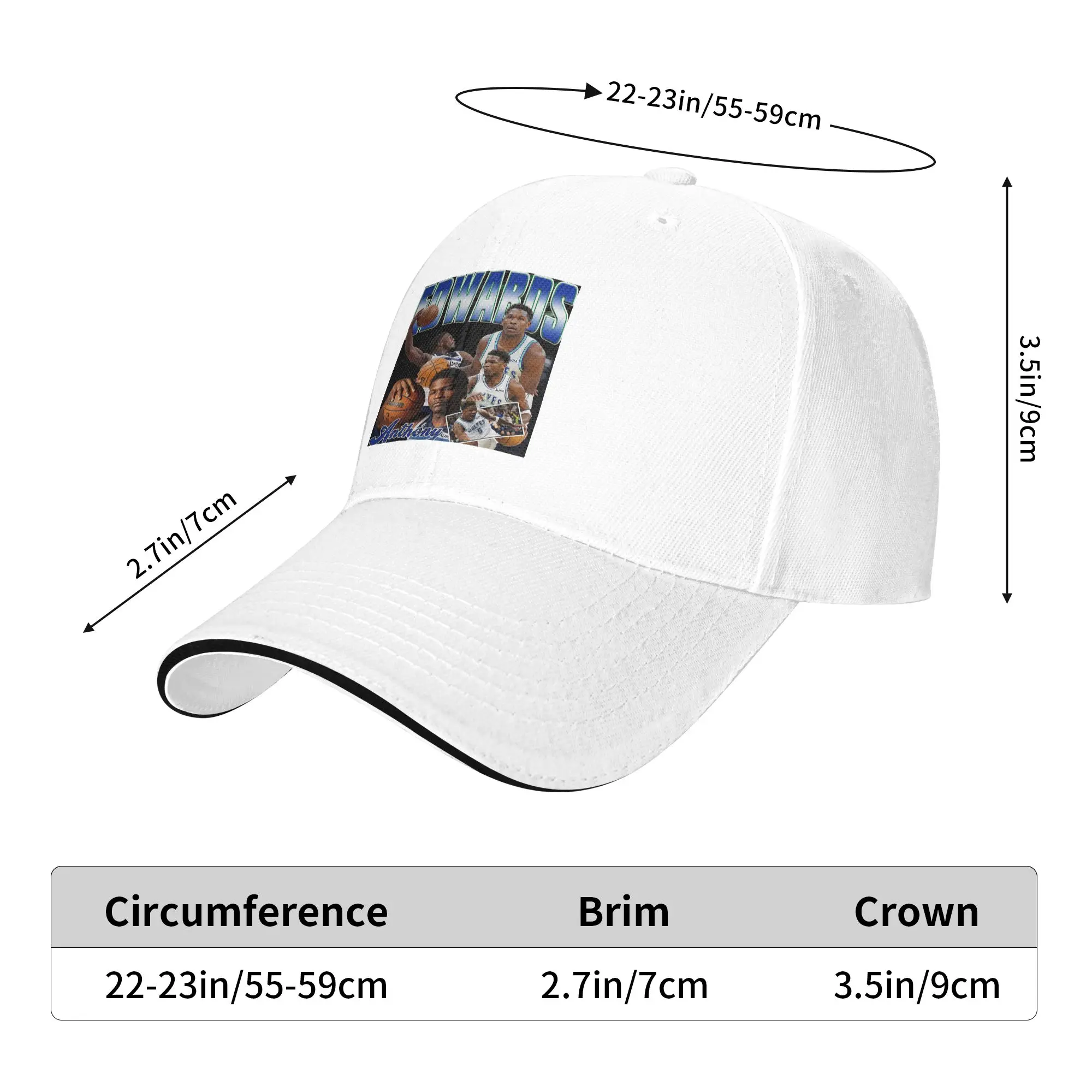 Anthony Edwards Cap Casual Baseball Caps Adjustable Hat Hip Hop Summer Unisex Baseball Hats Customizable