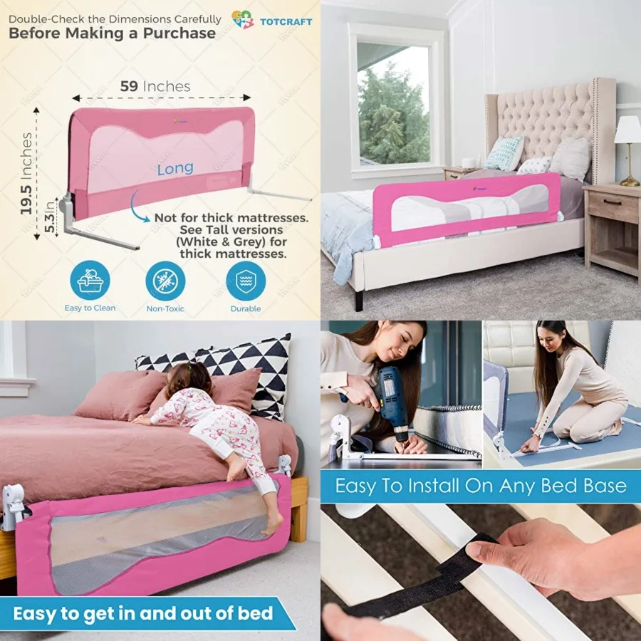 

Bed Safety Rails for Toddlers - Bed Rail Guard for Queen, King, Full Szie, Twin Mattress Bed,59x19.5 Inch (Pack of 1