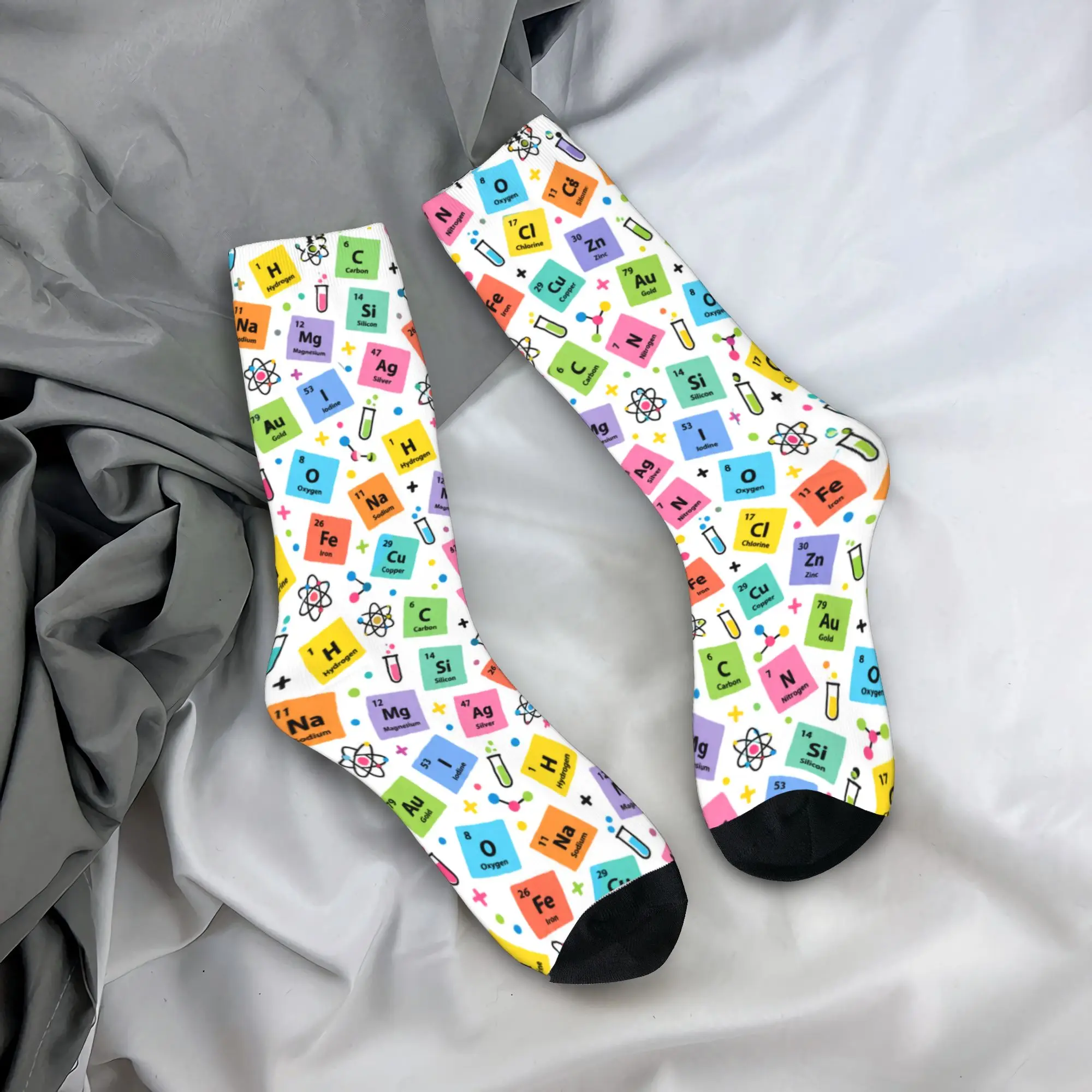Novelty Men Socks with Colorful Periodic Table Element Socks  Printed Stockings Anti Skid Men Socks High Quality Autumn Socks