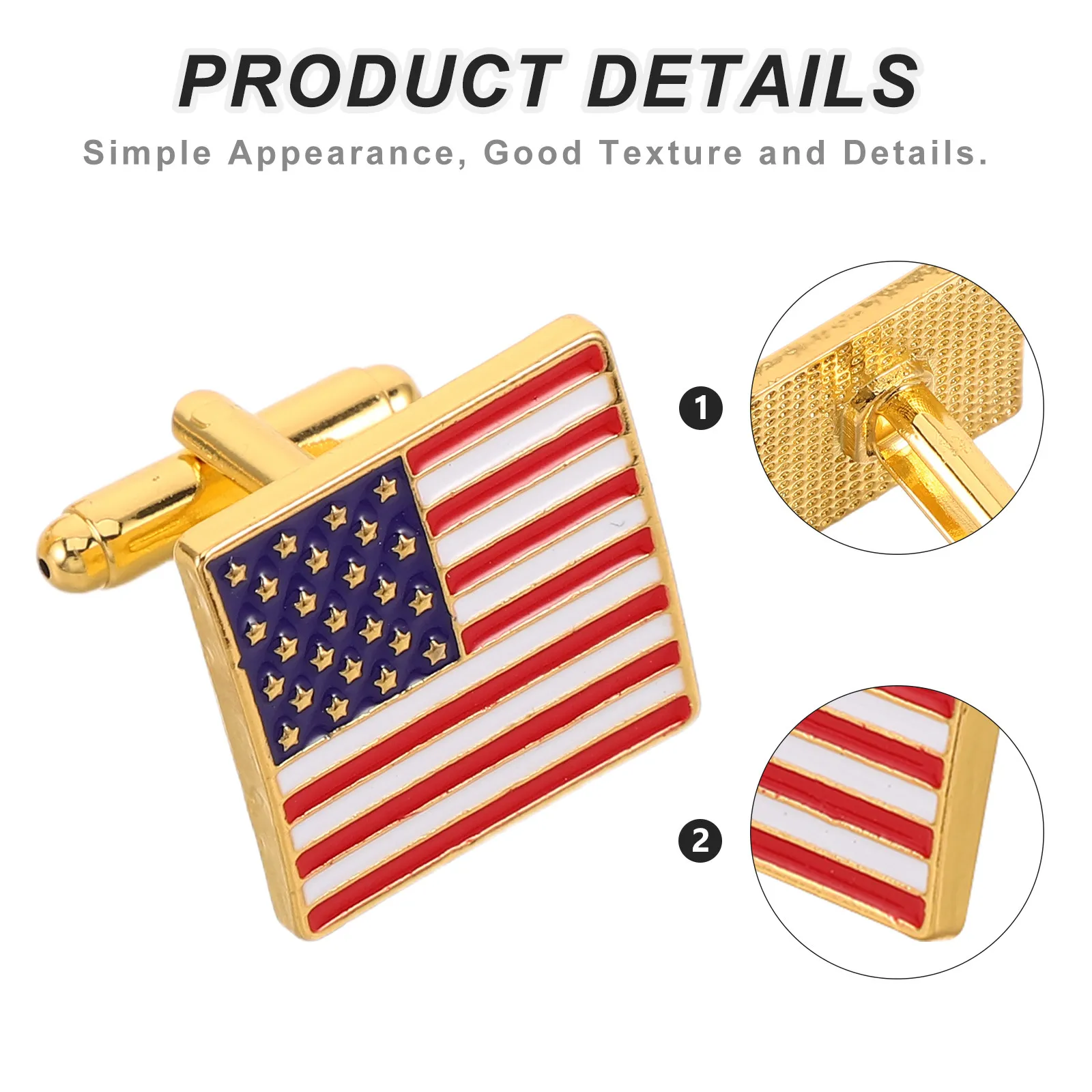 1Pair Metal Usa Flag Alloy Shirt Cuff Links Secure Fit Patriotic Business Formal Independence Day Veterans