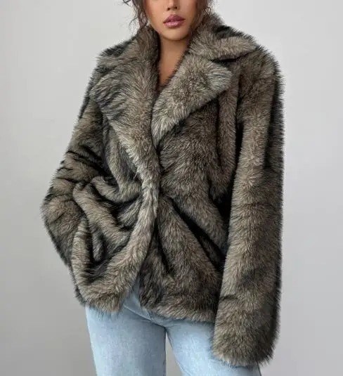 

2025 Autumn/Winter New Women's Fashion Casual Elegant Leather Collar Long Sleeve Coat Women's Wear