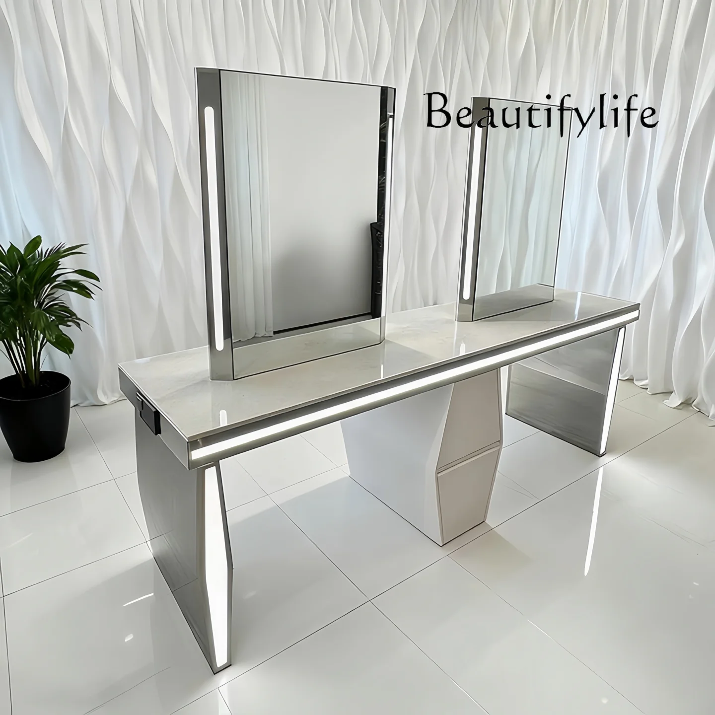 Advanced  mirror table cabinet integrated with lamp special perm and dyeing hairdressing mirror hairdressing shop mirror