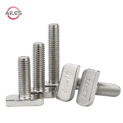 M8 M10 304 Stainless Steel T Shape Scews Bolts Aluminum Profile T Slot  Photovoltaic Groove Use Square Head Bolts