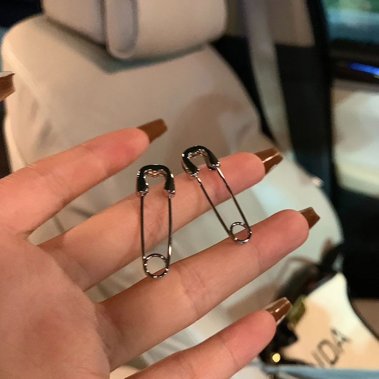 Safety Pin Stud Earrings Minimalist Niche Design Women Elegant Metal Alloy Gold Small Lightweight Daily Party Travel Gift