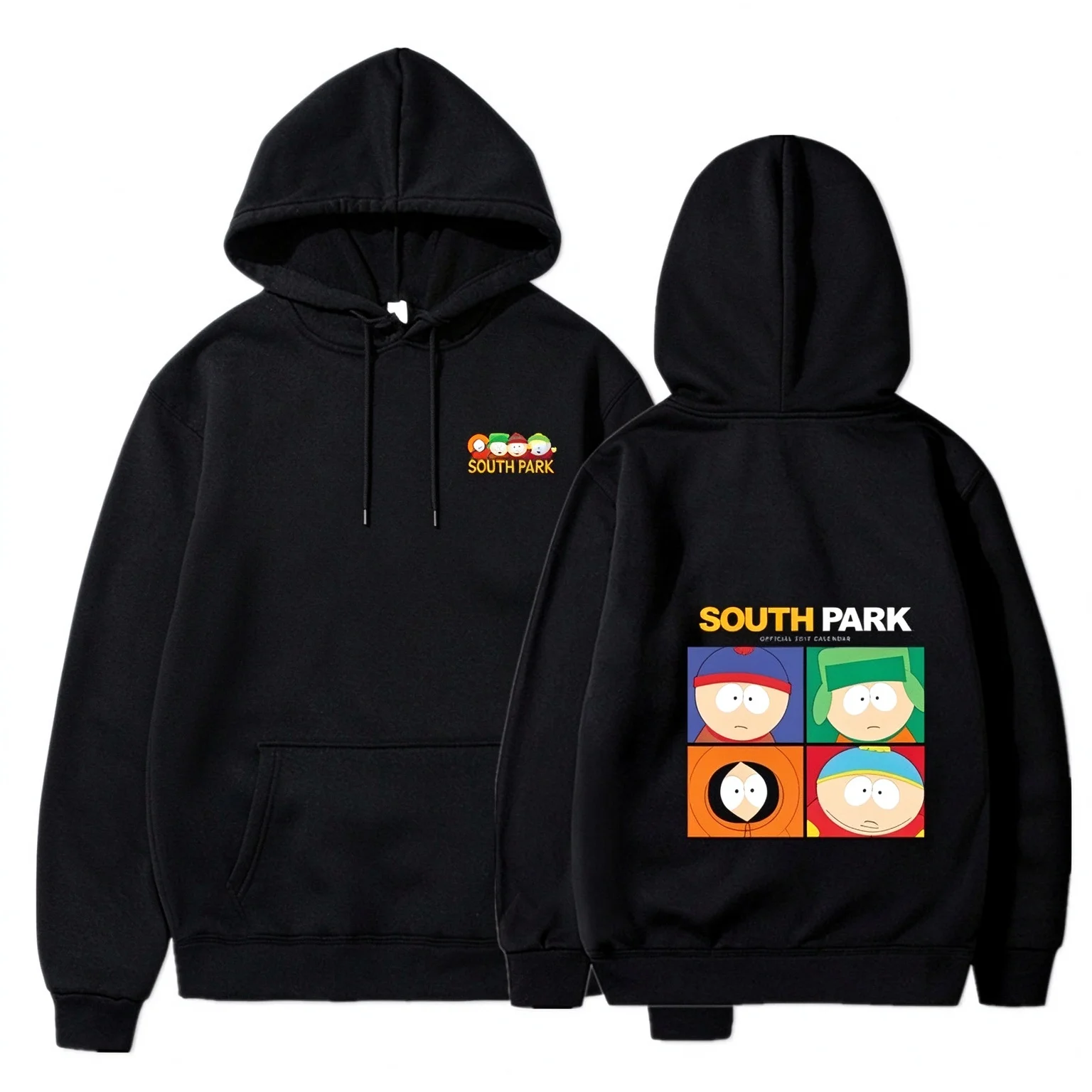 South Park Anime-Muster Hoodie, modischer warmer Mantel, Herren-Hoodie für Herbst und Winter, schwarzer Street-Hoodie mit langen Ärmeln – Detail 2