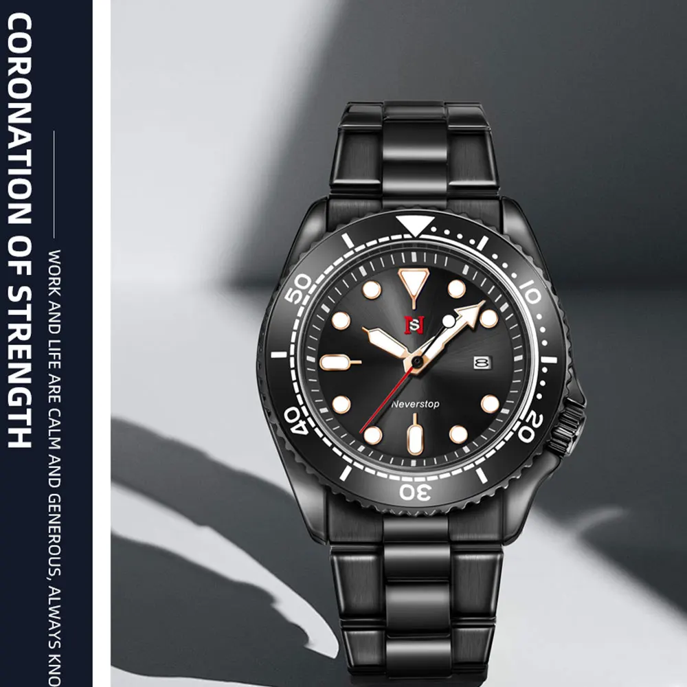 2025 ساعة كوارتز رجالية جديدة موضة كلاسيكية ساعة رجال الأعمال ساعة كوارتز رجالية مضيئة التقويم حزام ناقل من الفولاذ ساعة طالب