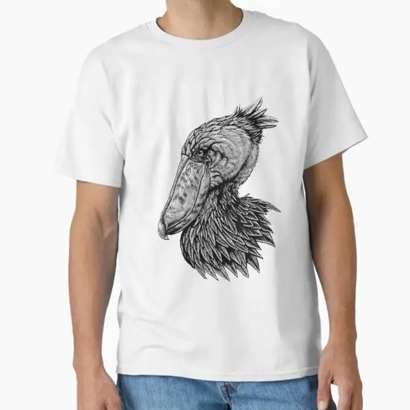 Shoebill Stork Bird Ink Drawing Classic T Shi Shirt Made in US AUS Size S 2XL