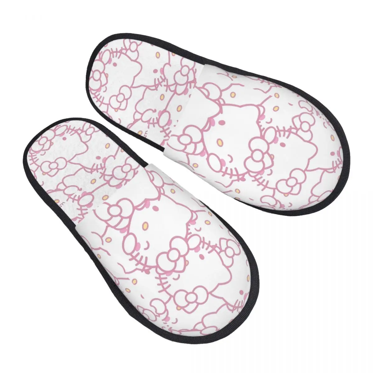 Hello Kitty Pattern Plush Slippers Indoor Cozy Household Fur Slippers Slides Anti Slip
