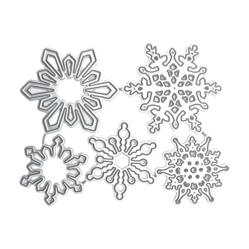 Snowflakes Metal Cutting Die Set 5 Pieces Different Shapes Size Exquisite Snowflakes Embossing Knife Mould Templates