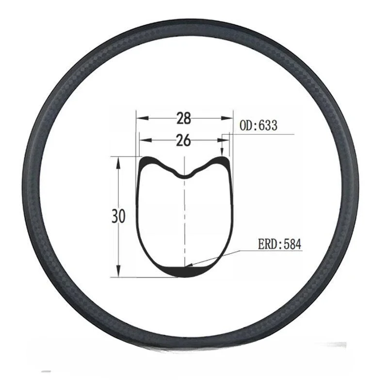 700C Highway, tube tire carbon fiber rim 30mm high 26mm wide