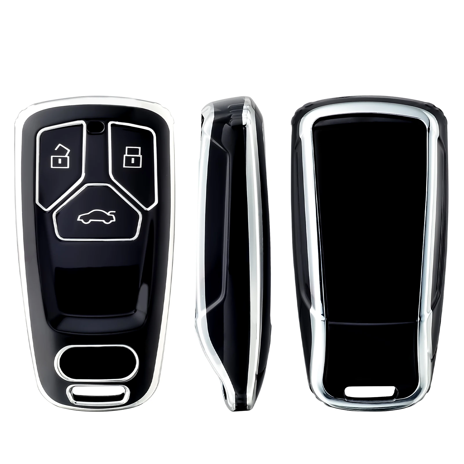 Car Key Case Cover Soft TPU Electroplated Key Shell for Audi A4 A5 A6 A7 A8 Q5 Q7 Q8 S4 S5 S6 Remote Smart Key Protection Access