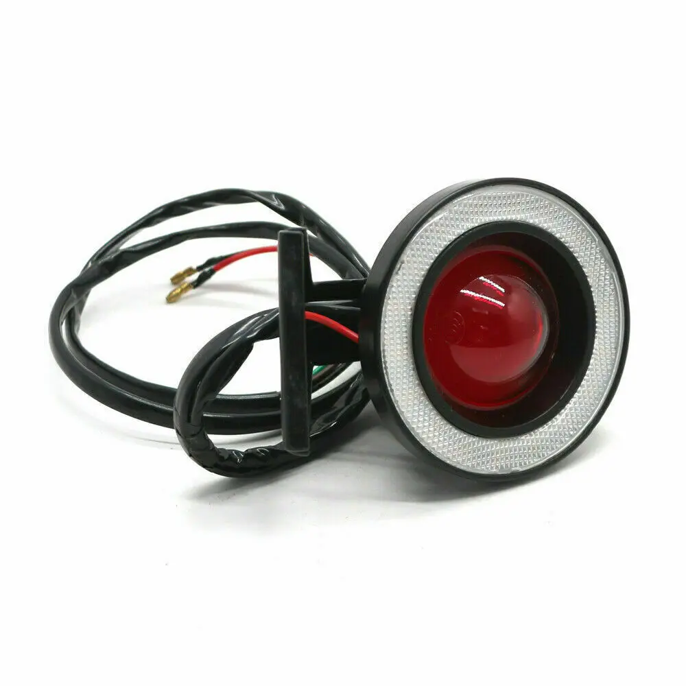 Motorcycle LED Taillight Brake Light Retro Red Lens with White DRL Ring - Custom Fit for Kawasaki W650 Z900RS