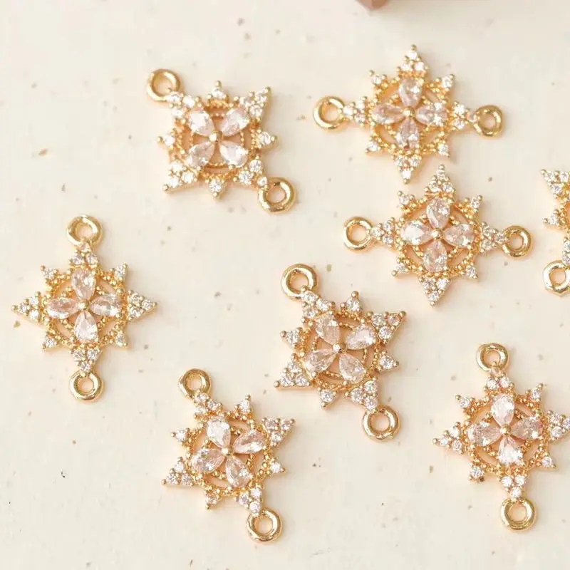 

1PCS 17.5x13.2mm 14K Gold Color Vintage Double Ring Cross Flower Pendant Earrings DIY Bracelet Handmade Charm Accessories S242