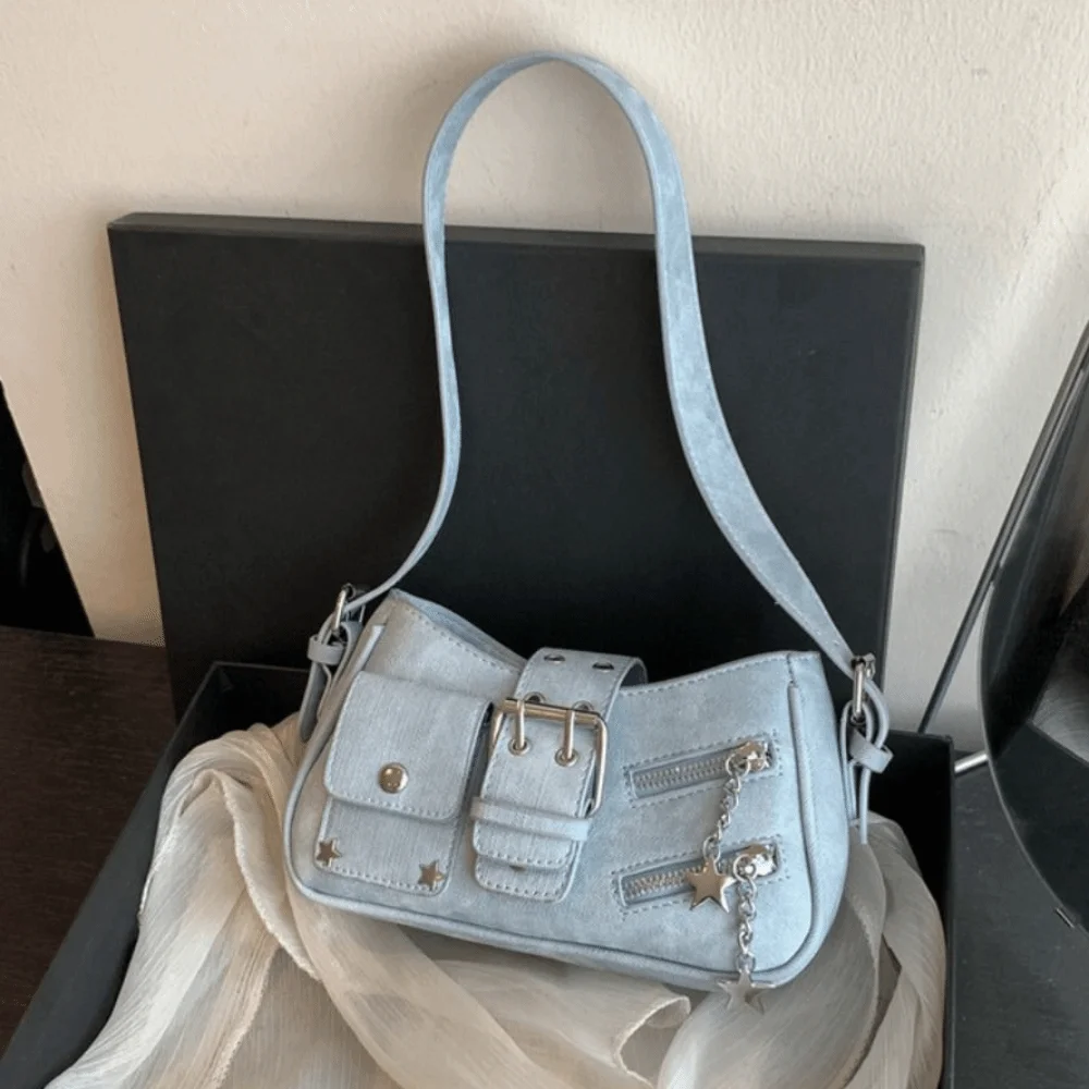 

Fashion Handbag Y2K Underarm Bag Star Rivet Spicy Girl Shoulder Bag Armpit Bag Retro Crossbody Bag Shopping