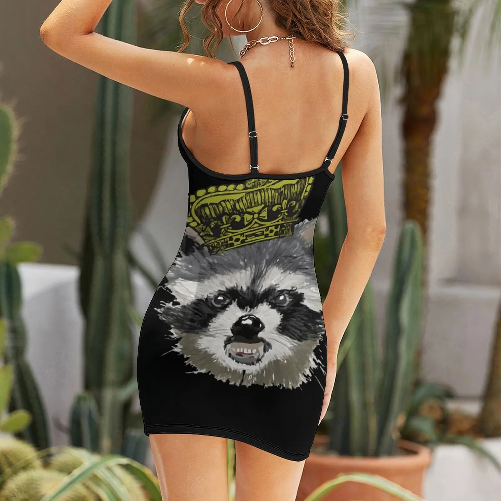 King Raccoon Classic for Sale Women's Sling Dress Graphic Vintage Exotic  Woman's Gown Funny Joke Cocktails Strappy Dress