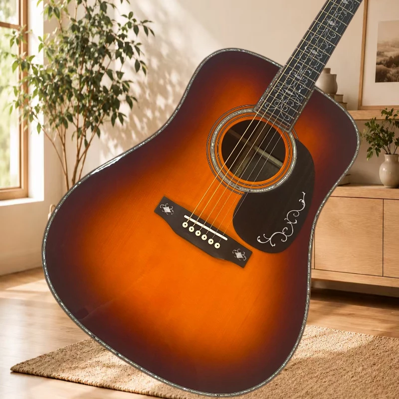 41 Inch D45-1933 Solid Spruce Top Acoustic Guitar Rosewood Back Sides HPL Bridge Ebony Fingerboard Beginner Gift Free Delivery