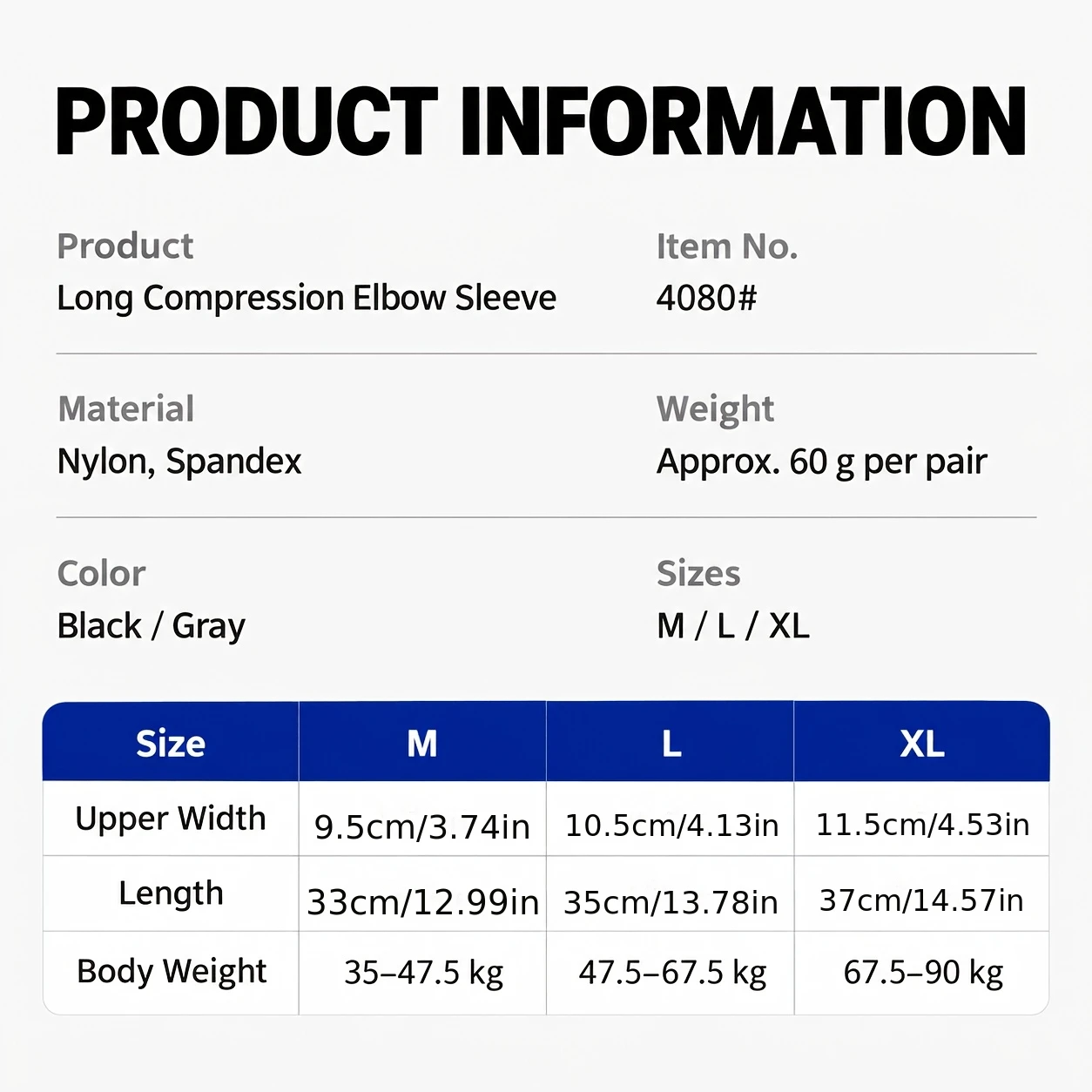 1 Pair Long Compression Arm Sleeves for Women Men, Breathable Non-Slip Elbow Brace for Tennis Golfer, Weightlifting Gym Cross