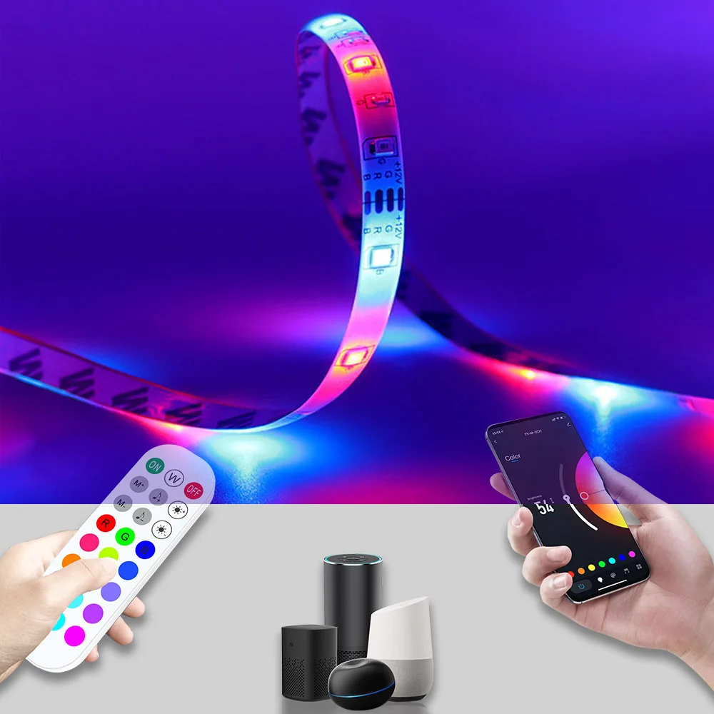 10 Tuya DC5-24V Smart WiFi 2.4G RGB LED Controller Alexa Google Voice iOS Android APP Control DC USB Interface For SM5050 Strips