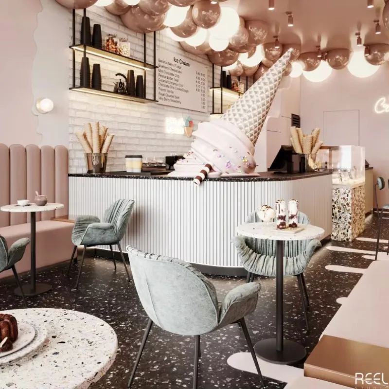 

Creative Ice Cream Kiosk Decorations Factory Customized Shopping Center Coffee Kiosk Food Kiosk Stand for Mall