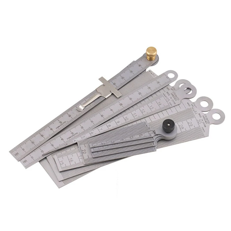 1PC 0-60mm 쐐기 게이지 클리어런스 눈금자 0-15cm 스틸 눈금자 스트레이트 눈금자 정밀 프로브 테이퍼 게이지 갭 측정 도구