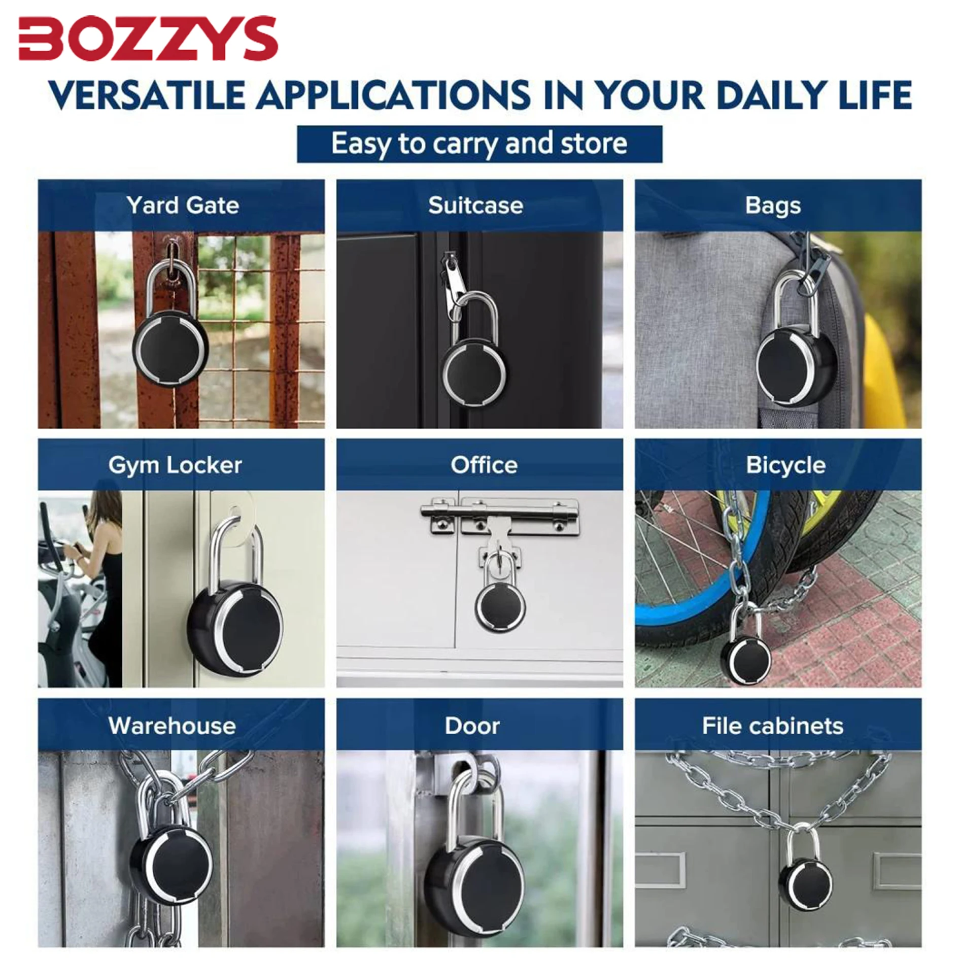 Bozzys-Tuya指紋ロック、家庭用ロック、モバイルリモコン認証、Bluetoothロック、亜鉛合金、電子ロック、防水