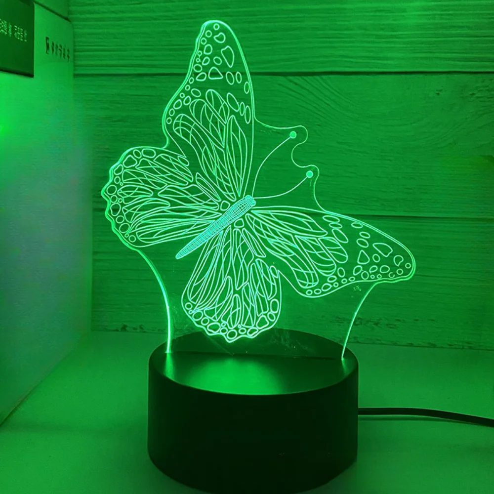 Nighdn-Veilleuse 3D papillon pour chambre à coucher, sommeil d'allaitement, lampe de table LED, prise USB, dortoir, fille, cadeau de décoration