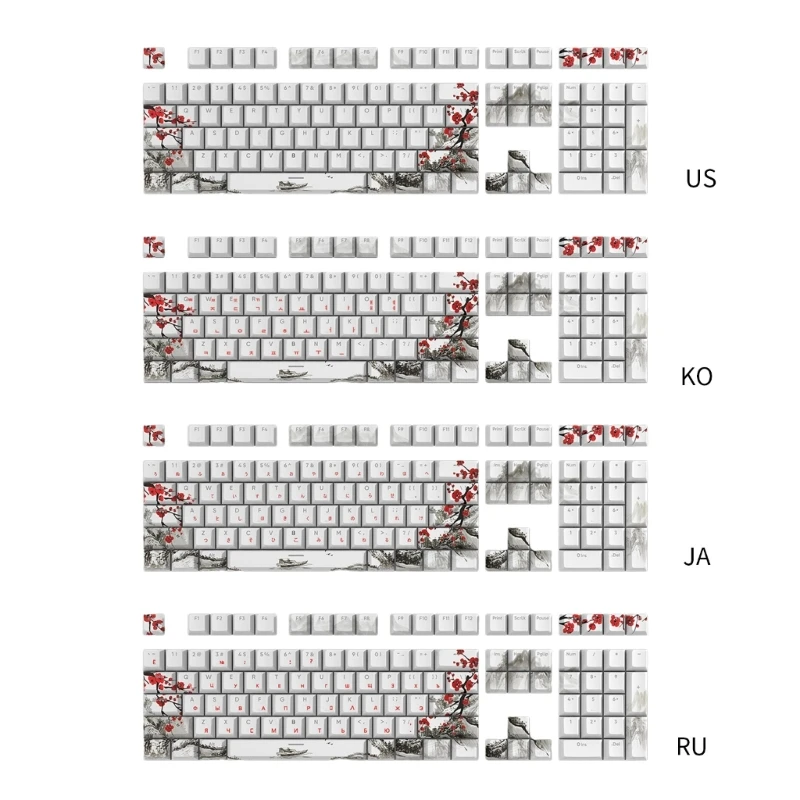 Imagem -06 - Teclas Oem Pbt Dyesub de 108 Teclas Plum Blossom para Teclado Russo Coreano Japonês Dropshipping