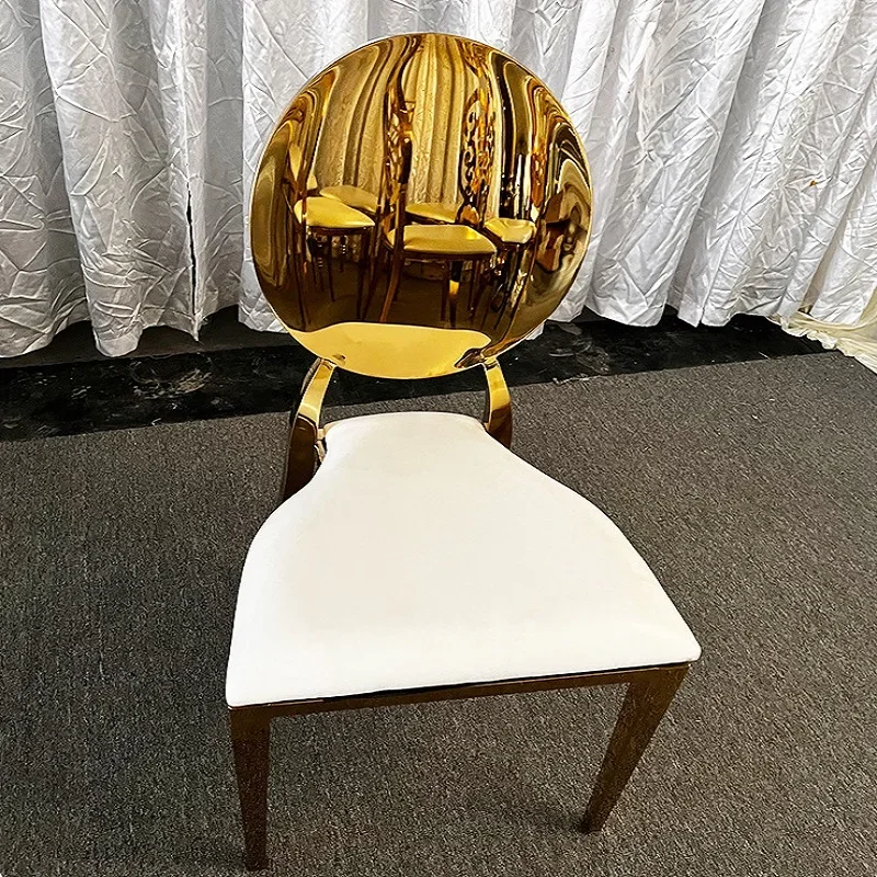 Silla de acero inoxidable para banquete de Hotel al aire libre, silla de comedor sencilla con respaldo para actividades de boda al aire libre