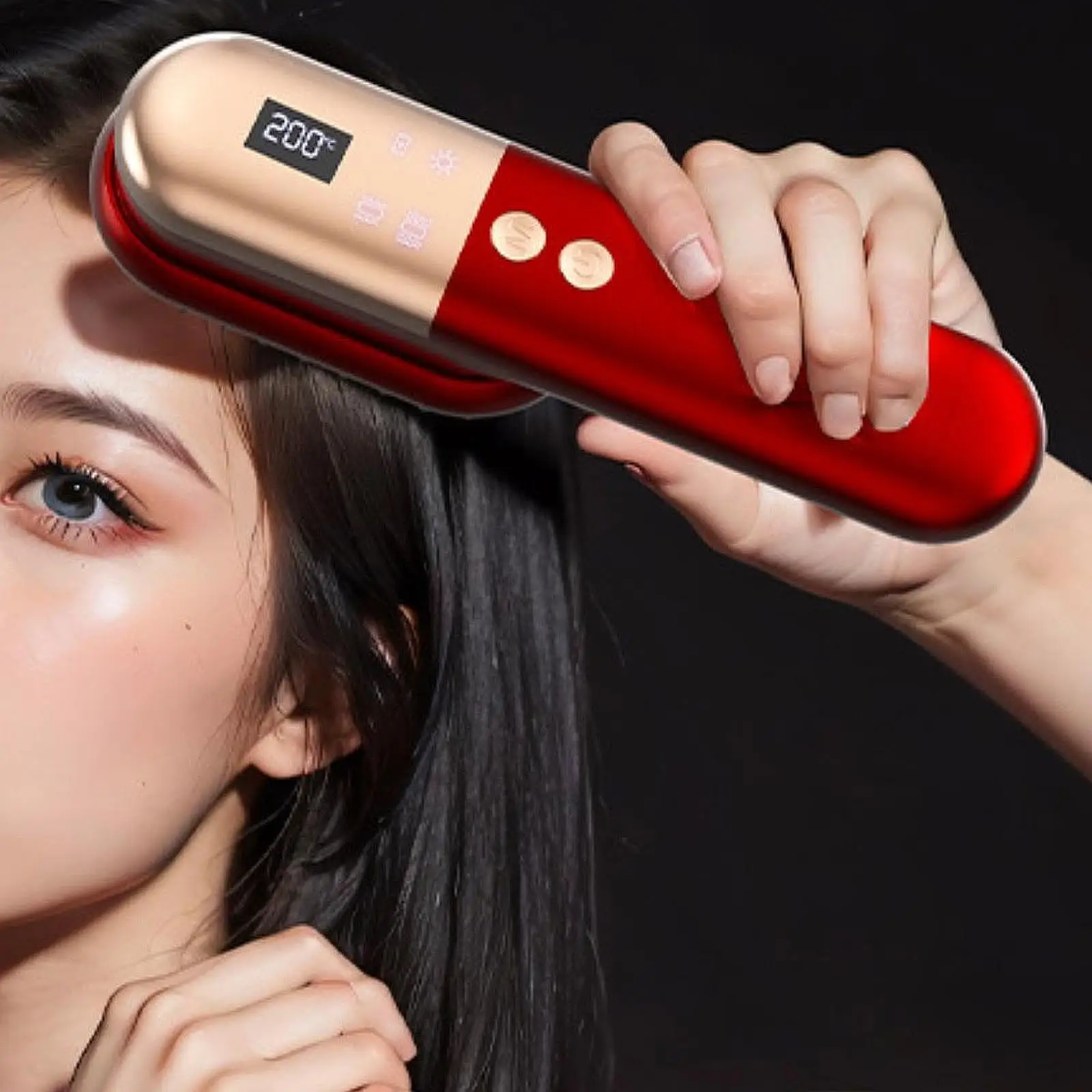 Hair Straightening Comb Practical 3 Speed Temperature Control Fast Heating Hair Straightener Hair Styling Brush for Salon Ladies