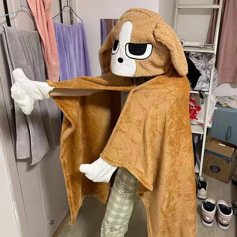 Cute Beagle Dog Hooded Blanket Office Napping Cloak Plush Blanket For Women And Students Dormitory Use Comfortable Relaxation