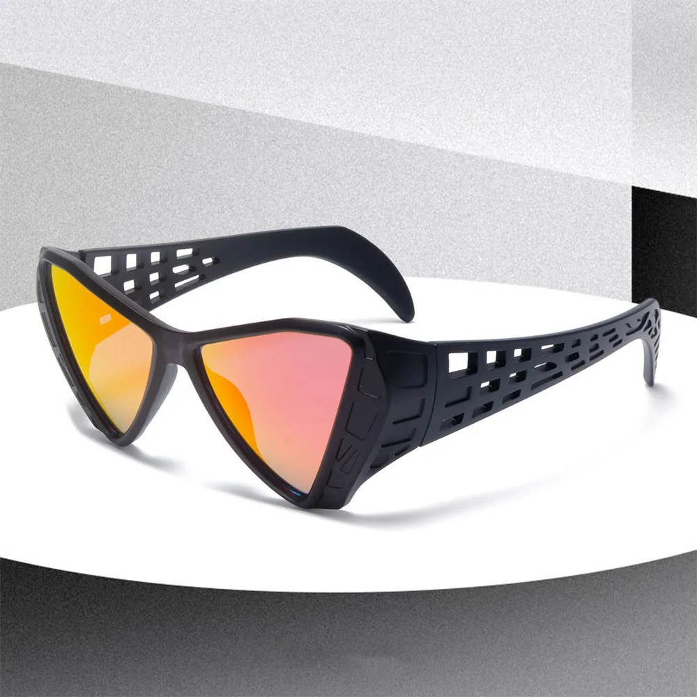 2024 New Triangle Hollow Men's Cycling Sunglasses Fashion Women Y2K Personalized Beach Mirror INS Trendy Brand Goggles UV400