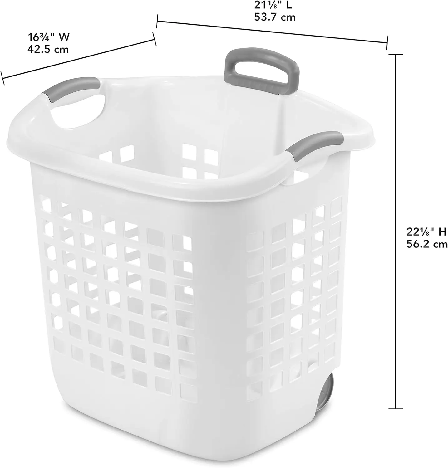 Sterilite 1.75 Bushel Ultra Wheeled Laundry Basket, Handle and Wheels for Easy Rolling of Clothes to and from the Laundry Room