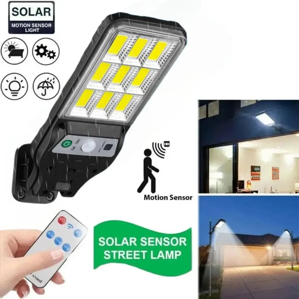 

1/2/4PCS 120 COB Sensor Street 3 Light Modes Outdoor Waterproof Security Solar Lamps for Garden Patio Path Remote Control Light