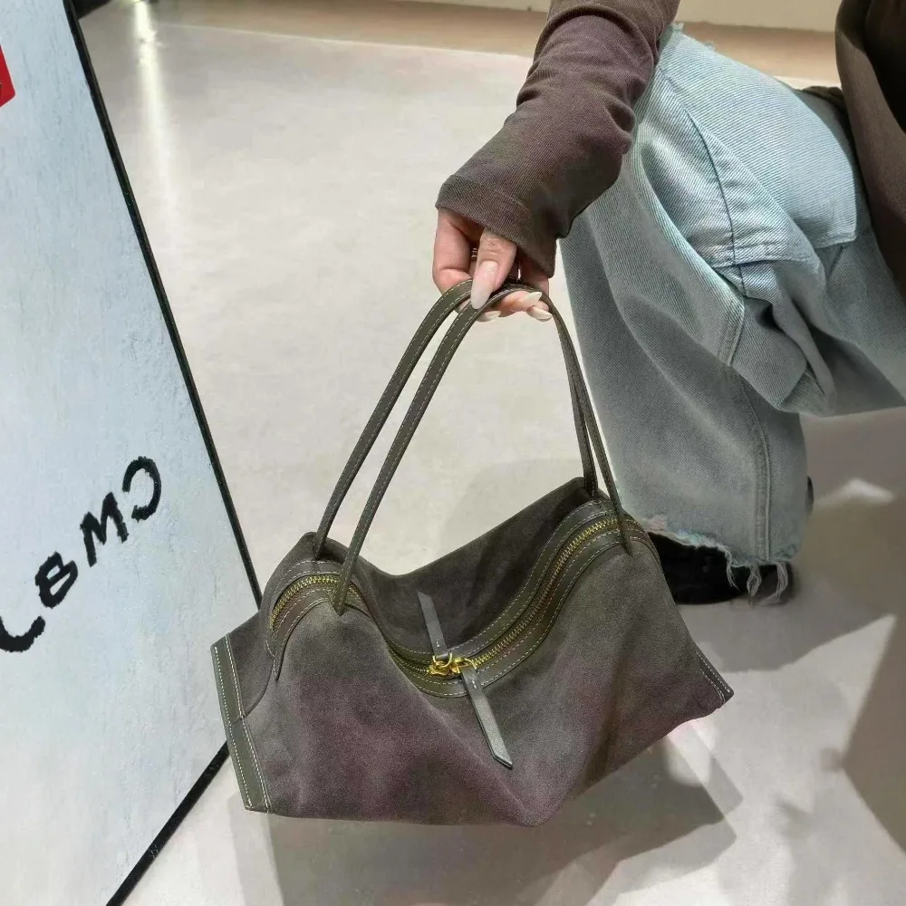 

Deerskin Velvet Women's Bag Soft Dough Retro Dumpling Underarm Bag Commuter Shoulder Crossbody Handbag Large Capacity Lazy Wind