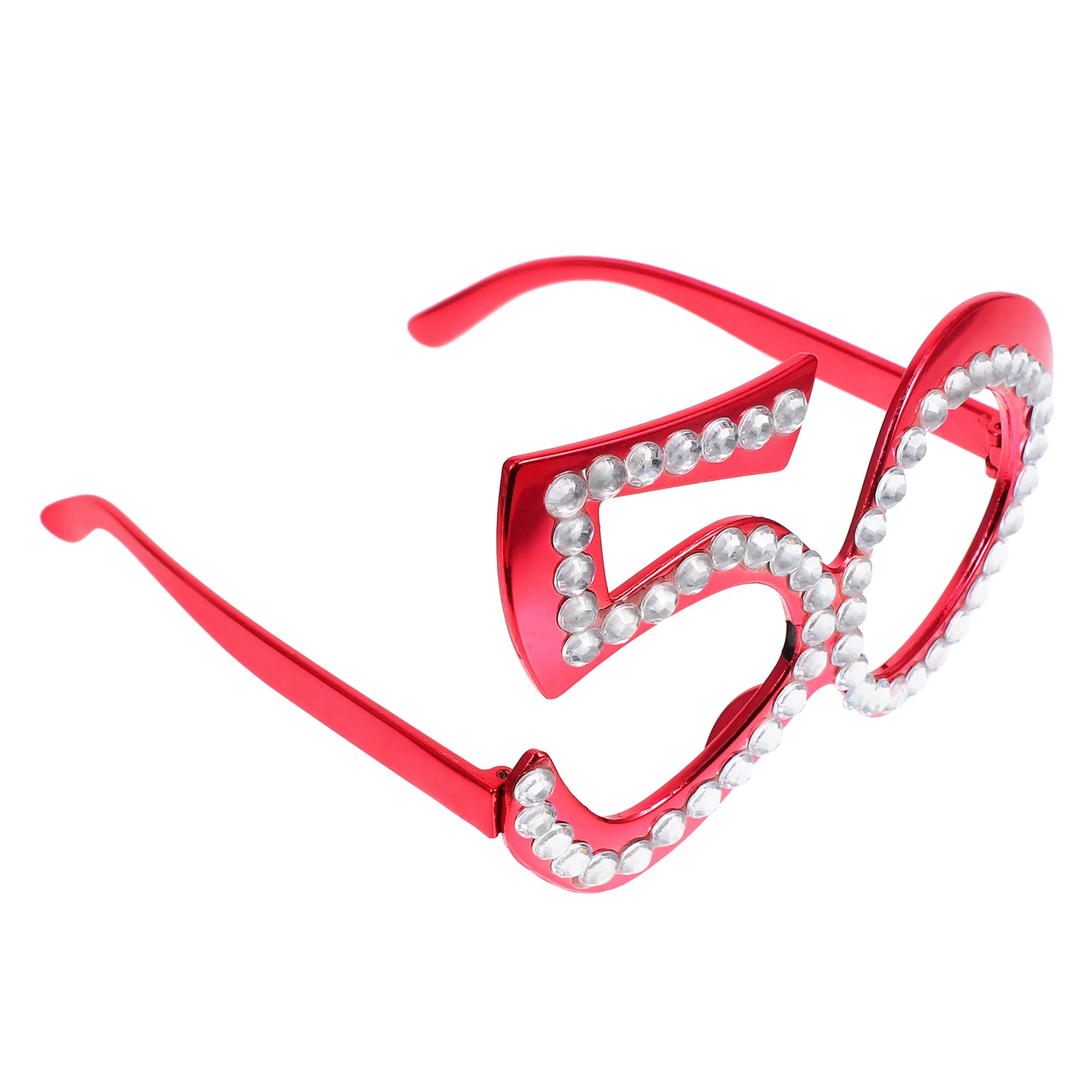 

1pc 1 Pair 50Th Birthday Glasses Rhinestone Number Decorative Eyewear Lightweight Glitter Frame Party Supplies Photo Props For